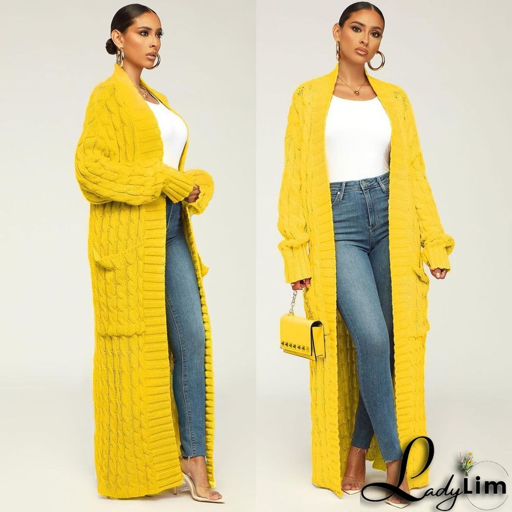 Women Winter Long Sleeve Plush Long Sweater Jacket