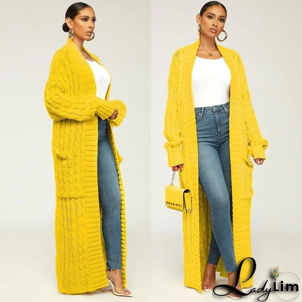 Women Winter Long Sleeve Plush Long Sweater Jacket