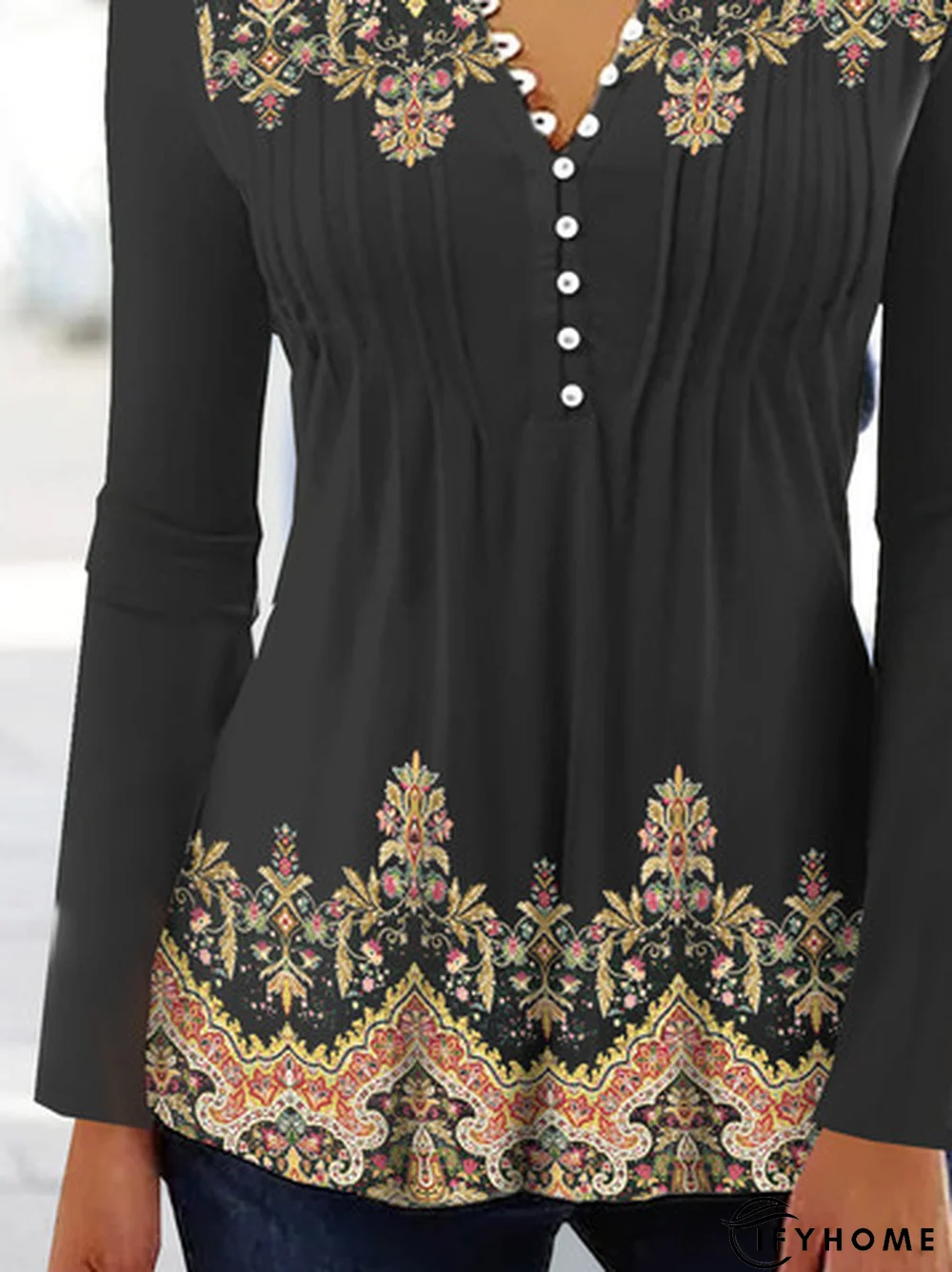 Jersey Casual Ethnic Printed Tunic Top | IFYHOME