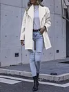Simple Solid Color Lapel Collar Buttoned Loose Casual Woolen Outerwear