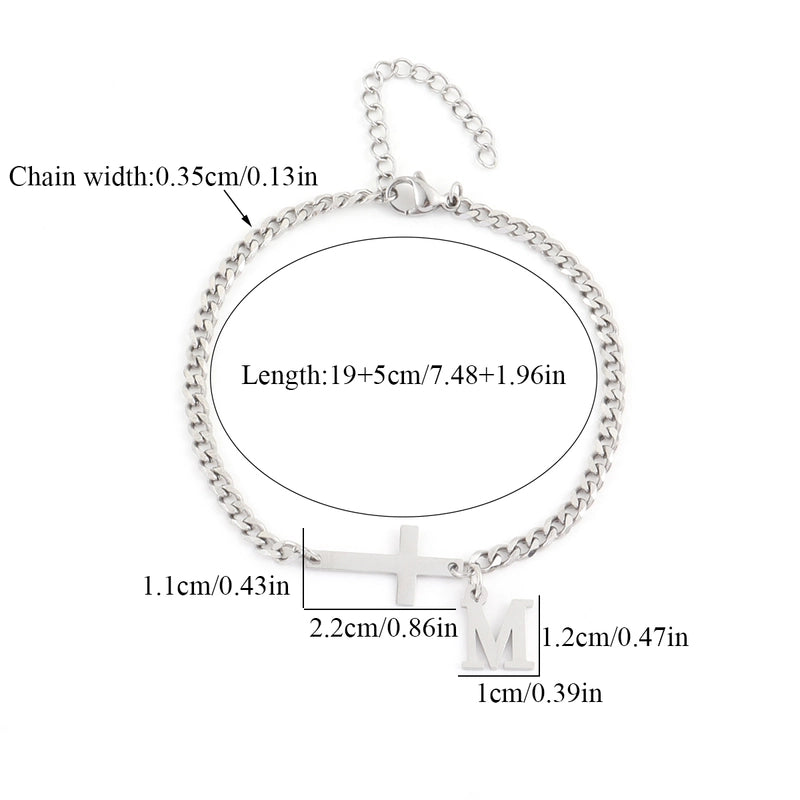 Casual Minimalist Classic Style Cross Letter 201 Stainless Steel 304 Stainless Steel Men’s Bracelets Men Chain Bracelets