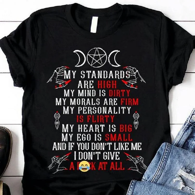 My Standards Are High Letter Printed Halloween Witch Theme T-Shirt