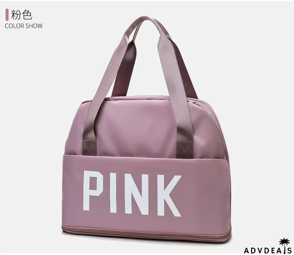 PINK Letter Print Dry and Wet Separation Extend Bag