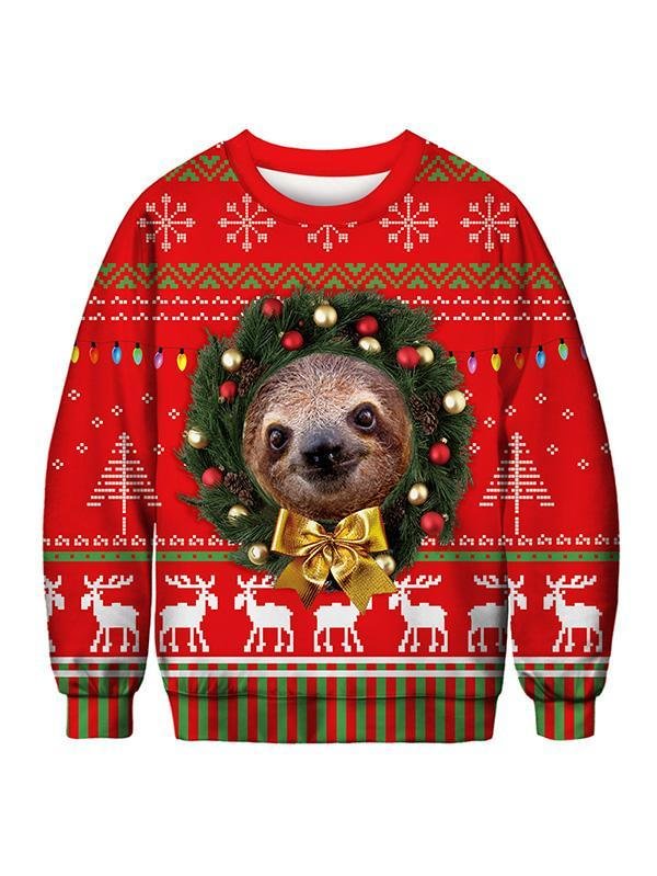 Christmas Ugly Santa Pet Crewneck Sweatshirt For Women-elleschic