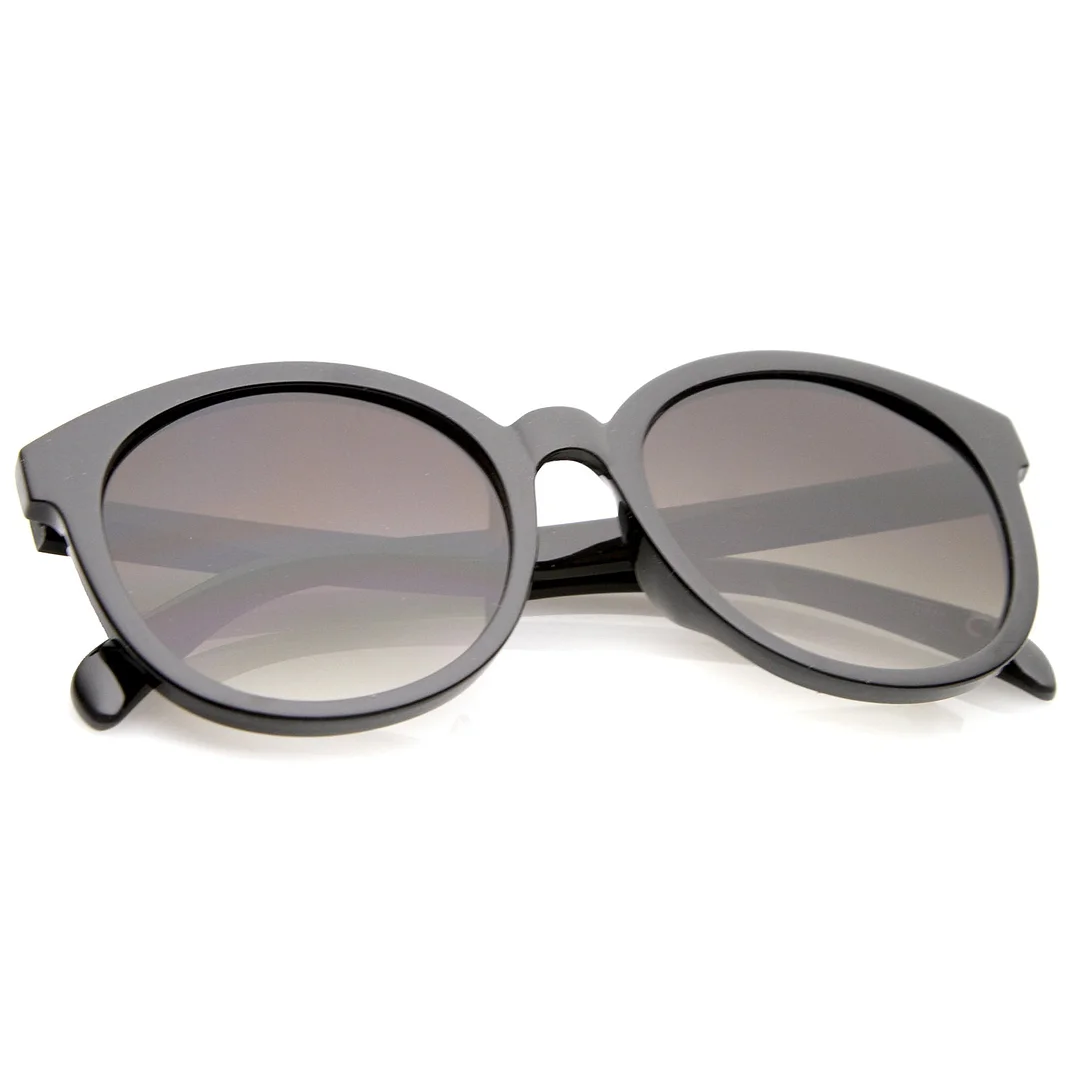 Oversize Horn Rimmed Flat Lens Round glasses 55mm