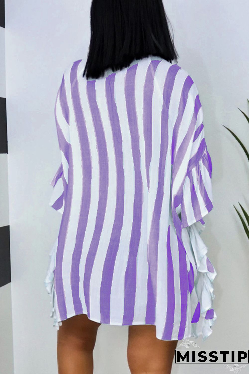 Light Blue Fashion Casual Striped Print Patchwork Turndown Collar Shirt Dress Dresses