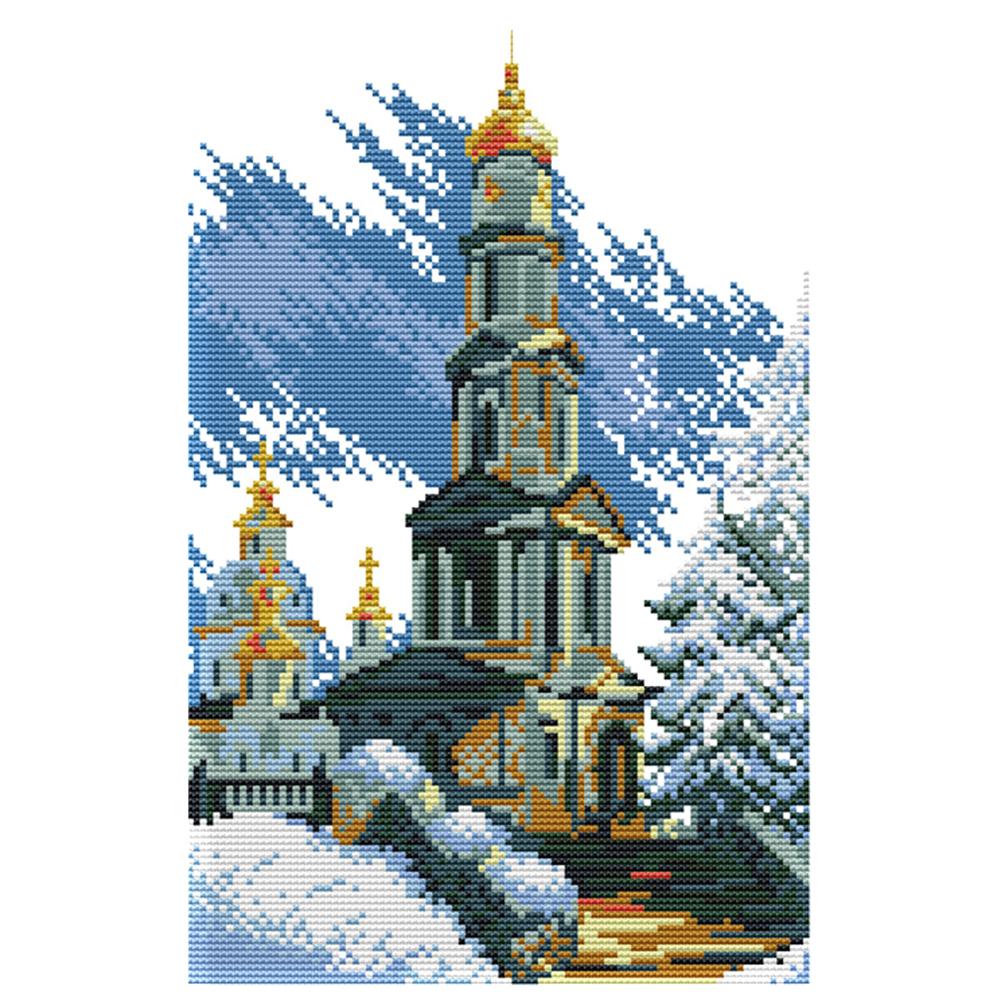 

Castle In The Sky - 14CT Stamped Cross Stitch - 22*34cm, 501 Original