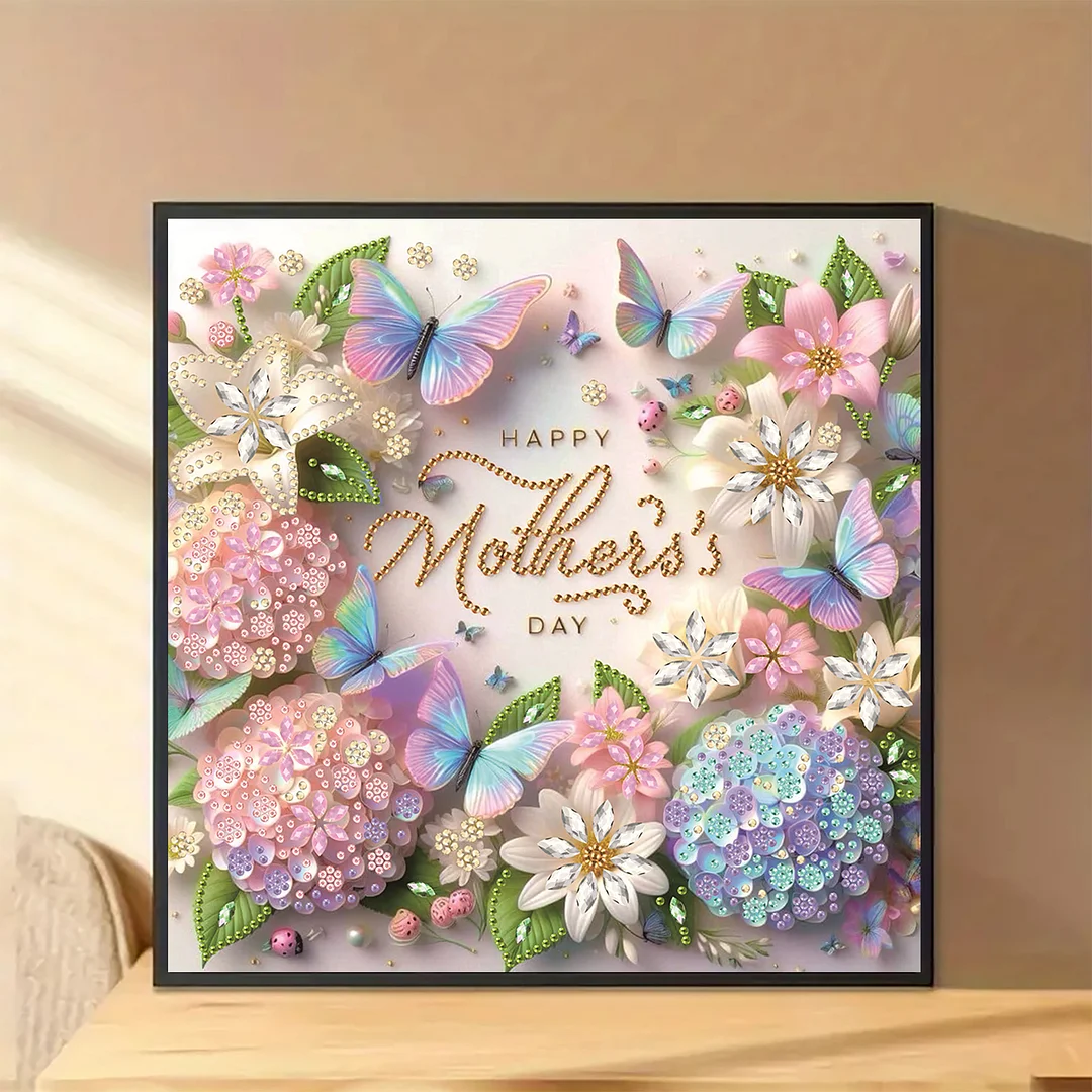 Diamond Painting - Partial Special Shaped Drill - Butterfly Mothers Day(Canvas|30x30cm)