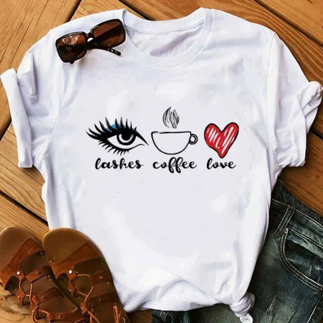 Women Beauty Aesthetic Eyelashes Prints Tshirt  Princess Makeup Art Rose Gold Eyelashes Women's T-shirt Kawaii 90s Tees