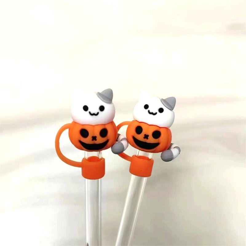 Halloween Silicone Straw Cap 10mm Silicone Straw Sleeve Carnival Party Jewelry