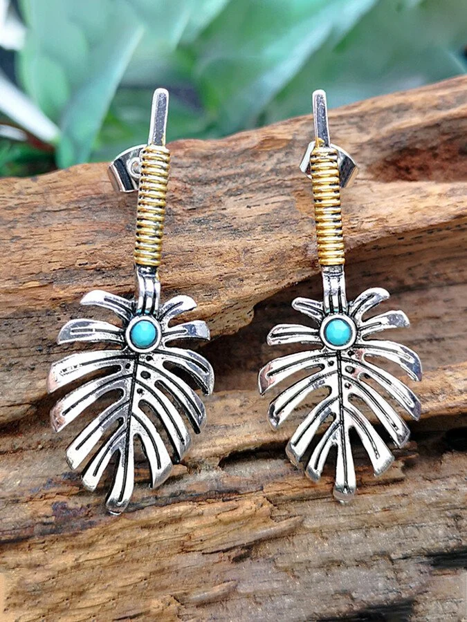 Vintage Turquoise Banana Leaf Earrings