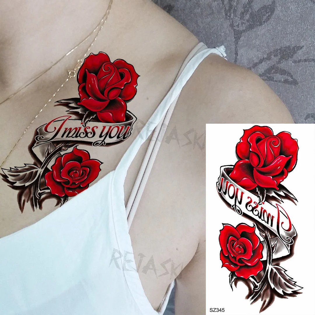 Colored Rose Fashion Feet Temporary Tattoos For Women Adult Hummingbird Sunflower Fake Tattoo Body Art Washable Tatoos Sticker
