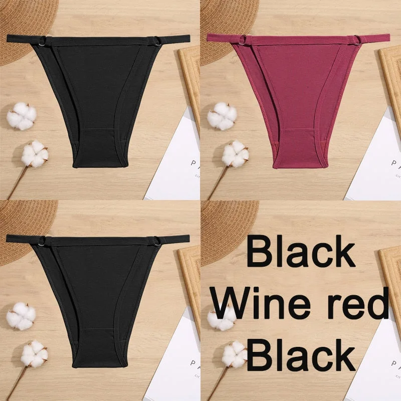 3PCS/Set Cotton Panties Underwear Bikini Style Women's Lingerie Sexy Panties Female Underpants Design Waist Band Briefs Pantys