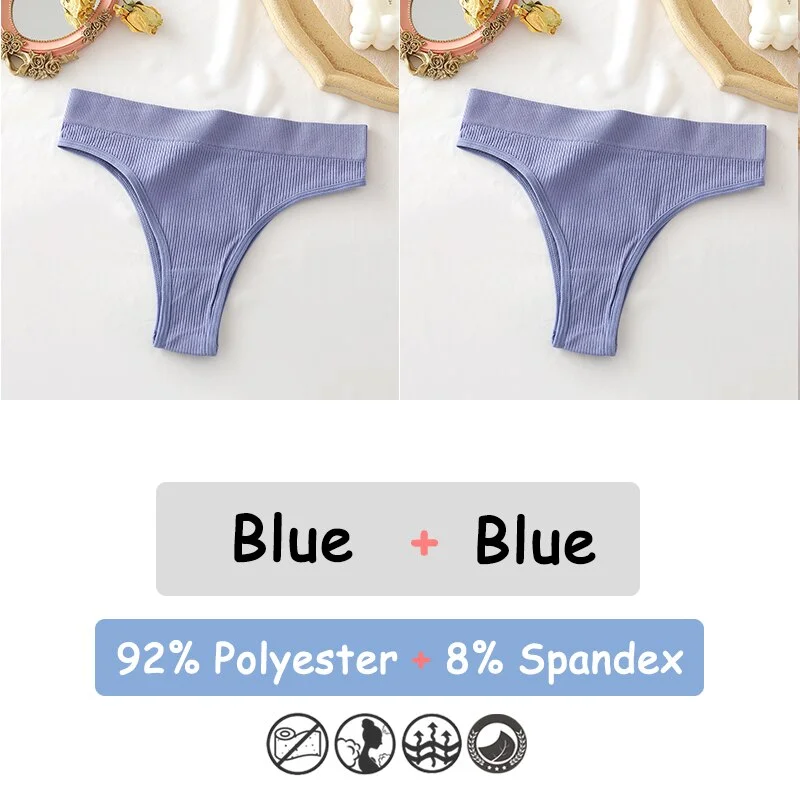 Billionm Women's Thong Seamless High Waisted Women's Panties Sexy Lingerie Comfortable Cotton Briefs Intimates Female Underpants