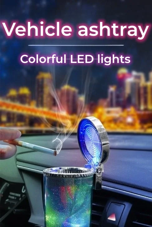 Car ashtray with LED light creative personality with cover