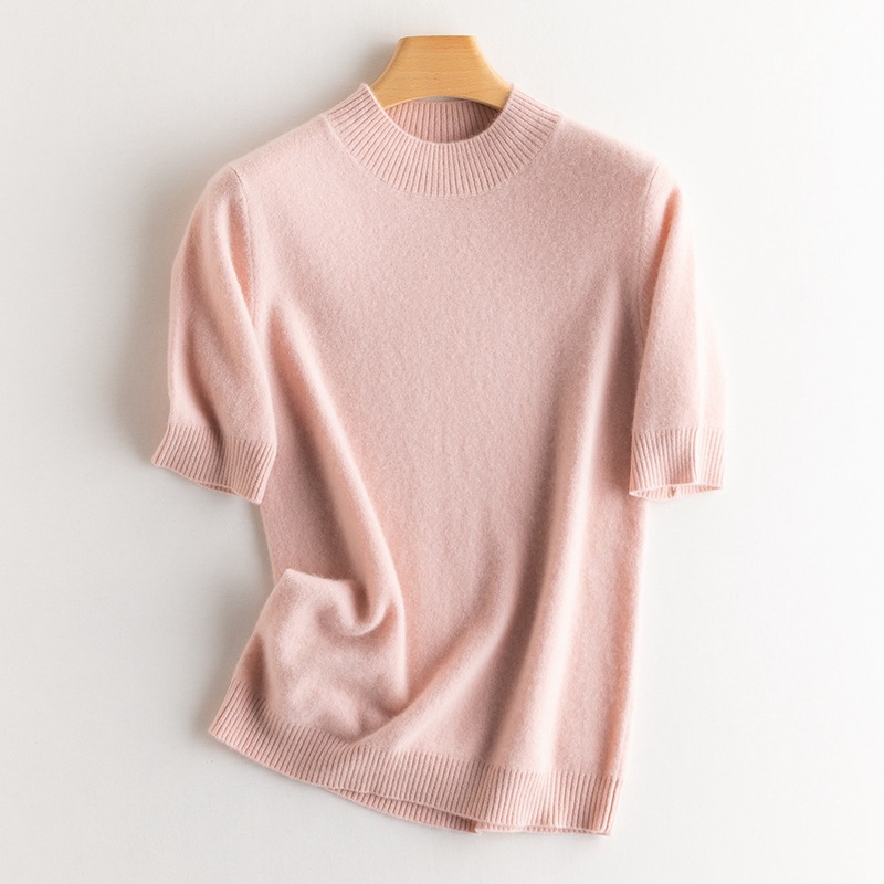 Simple Short Sleeve Cashmere Sweater  REAL SILK LIFE