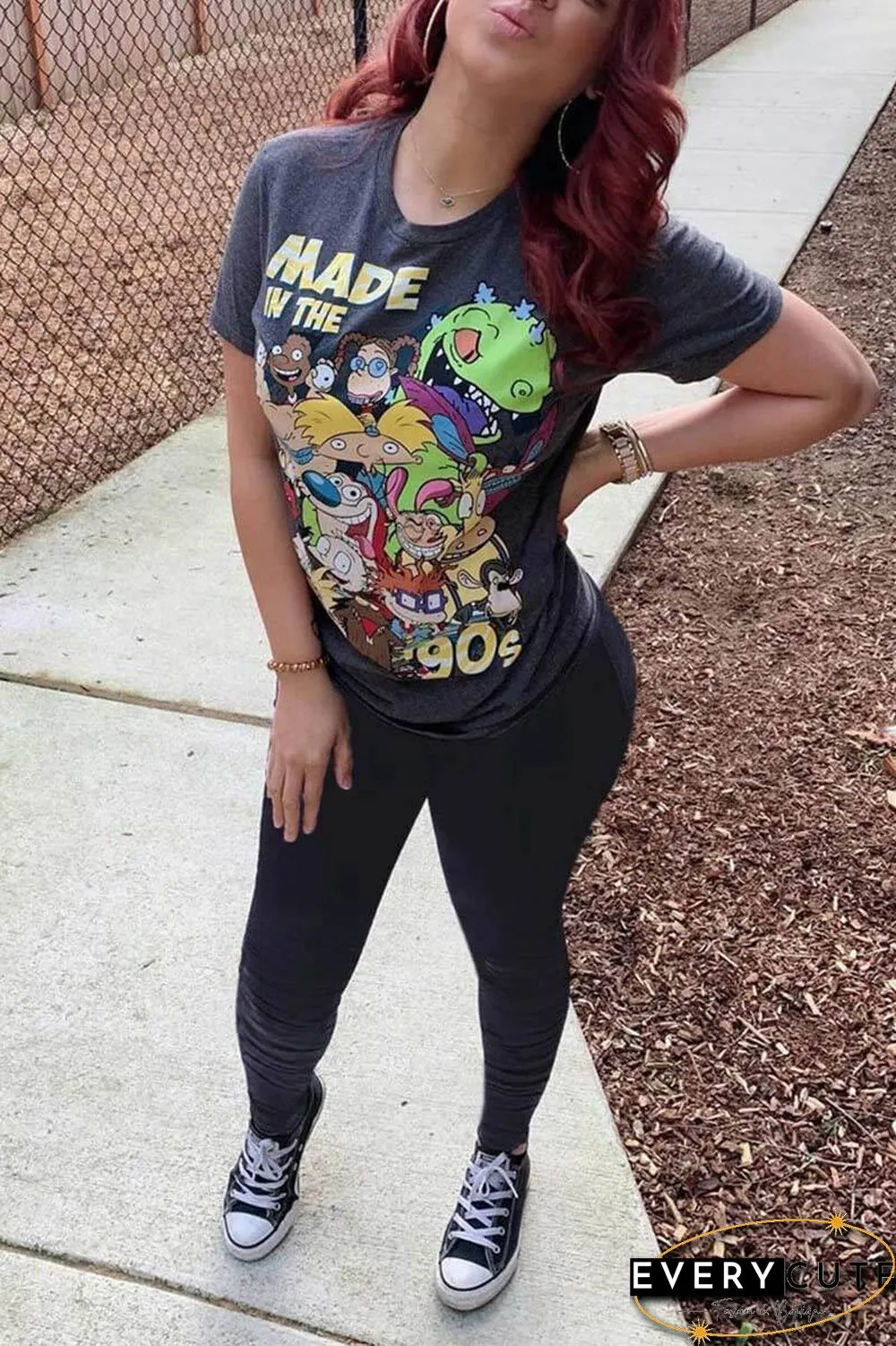 Fashion Cartoon Printed Casual Set
