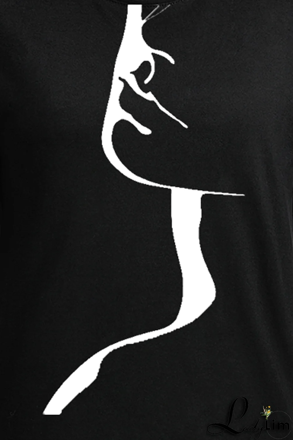 Black Casual Street Print Patchwork O Neck Tops