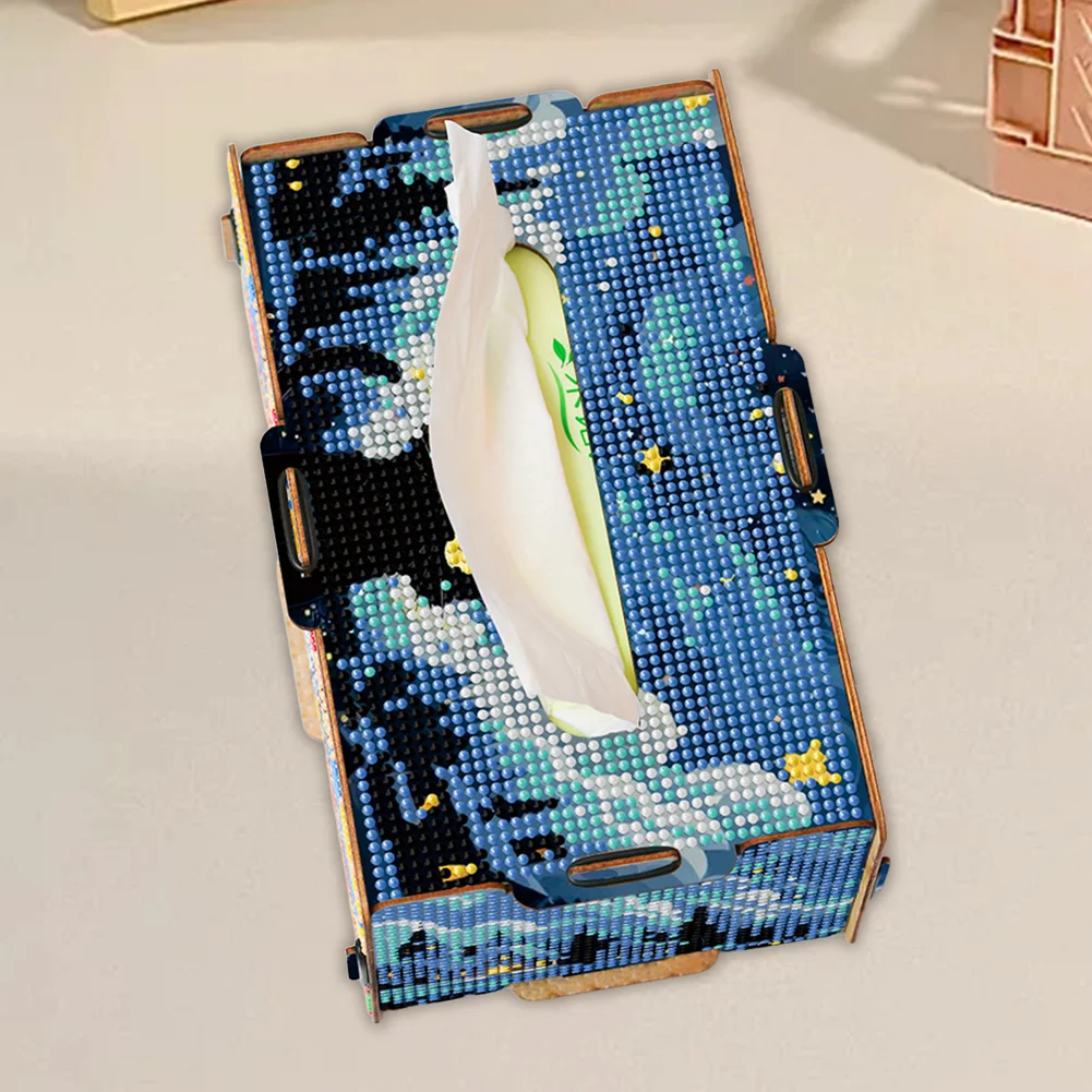 Kitten 5D DIY Diamond Painting Handmade Tissue Holder Wooden Tissue Box Craft