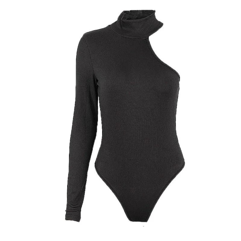 Colourp Colourp Street Jumpsuit Winter Design Sense Half High Collar One Shoulder Long Sleeve Bottom Top Female
