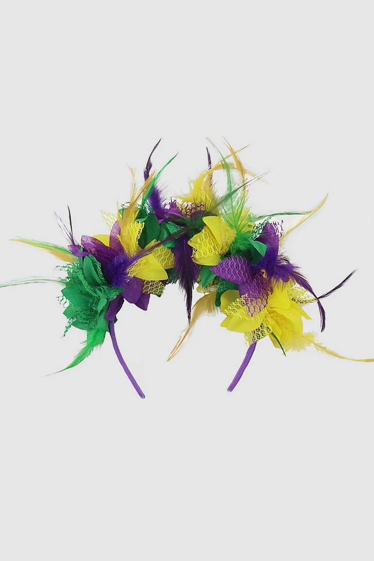 Mardi Gras Multicolor Feather Mesh Headband 2024 - Xpluswear