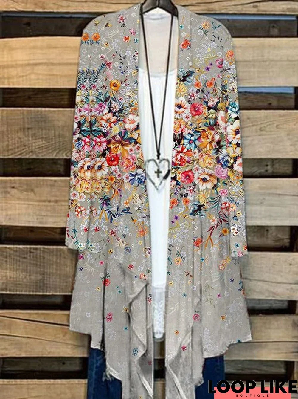 Women's Floral Print Casual Cardigan