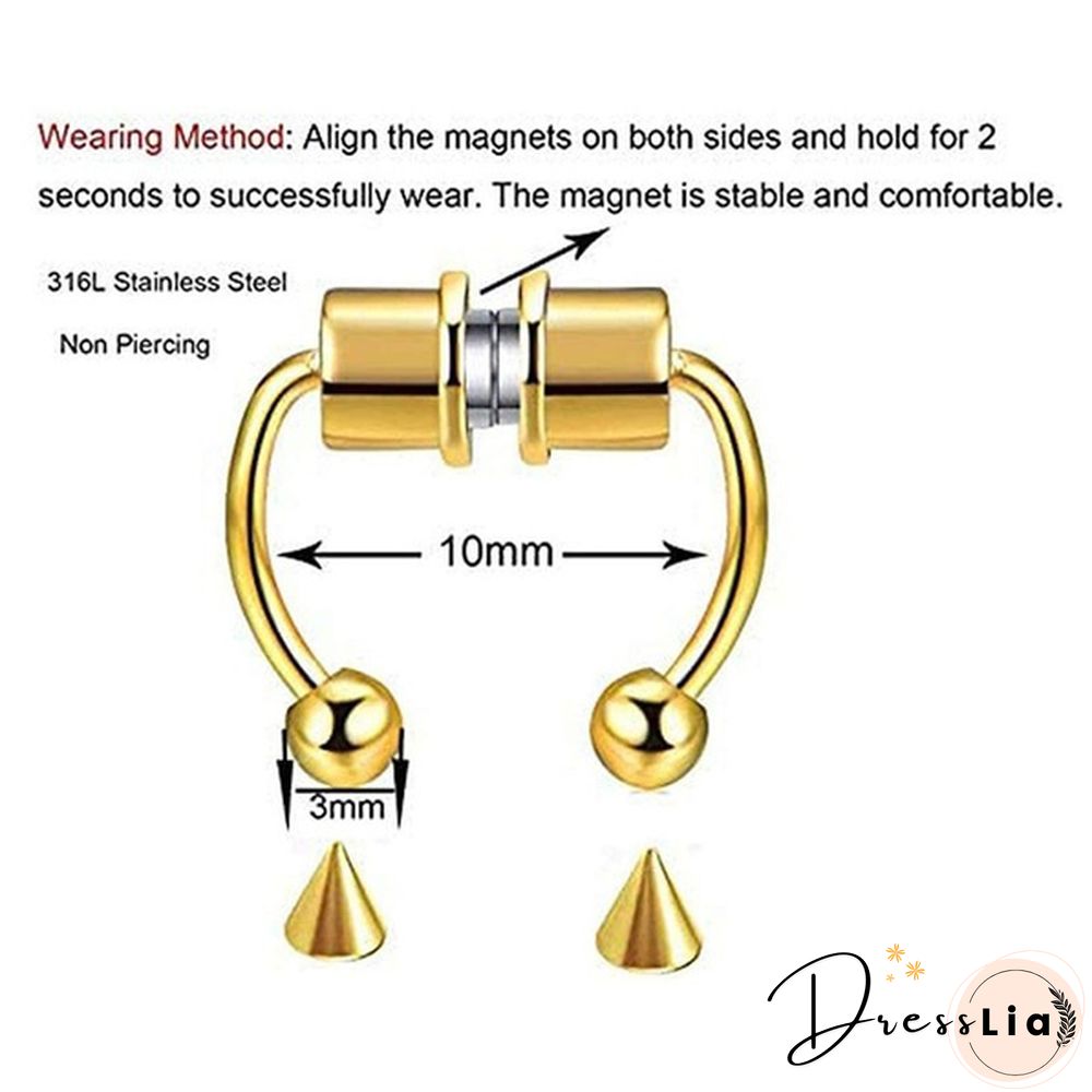 Magnetic Horseshoe Nose Rings 316L Stainless Steel Faux Septum Rings Fake Piercing Clip on Nose Hoop Rings Gift for Women Girl