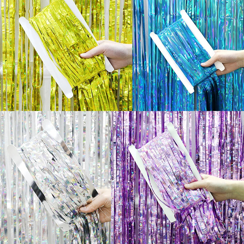 Wedding Party Decoration Tinsel Curtain Birthday Balloon Photography Background Wall Dress Up Rain Silk Ribbon Wool Tops