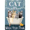 Chat dans la baignoire - Panneaux en &eacute;tain m&eacute;tallique(20*30cm/30*40cm)