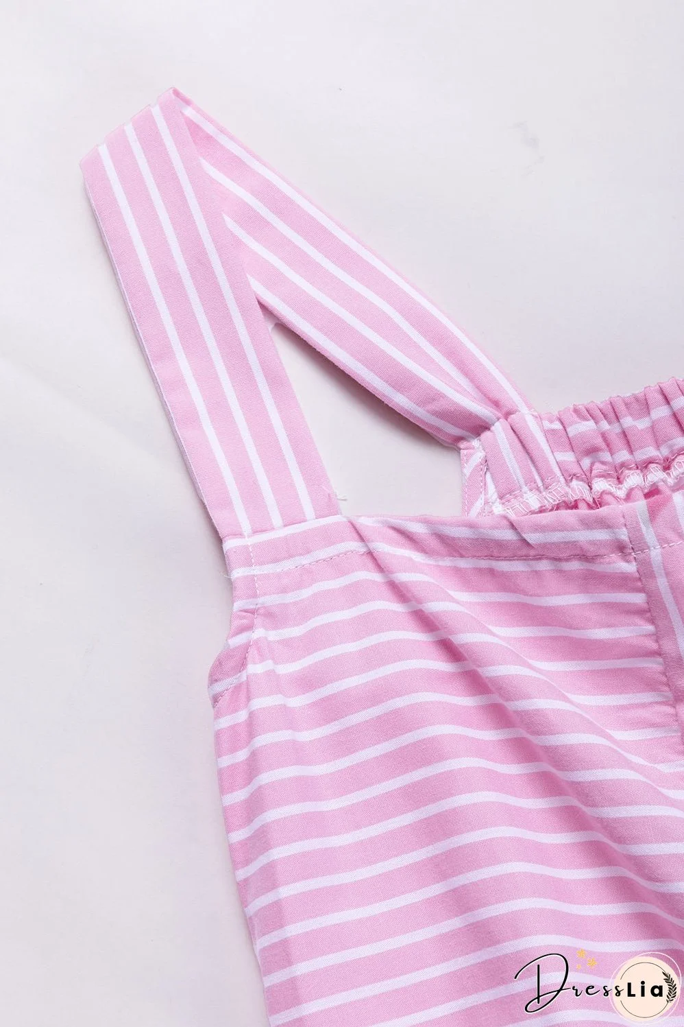 Pink Stripe Pinstriped Ruffled Hem Sleeveless Mini Flared Dress