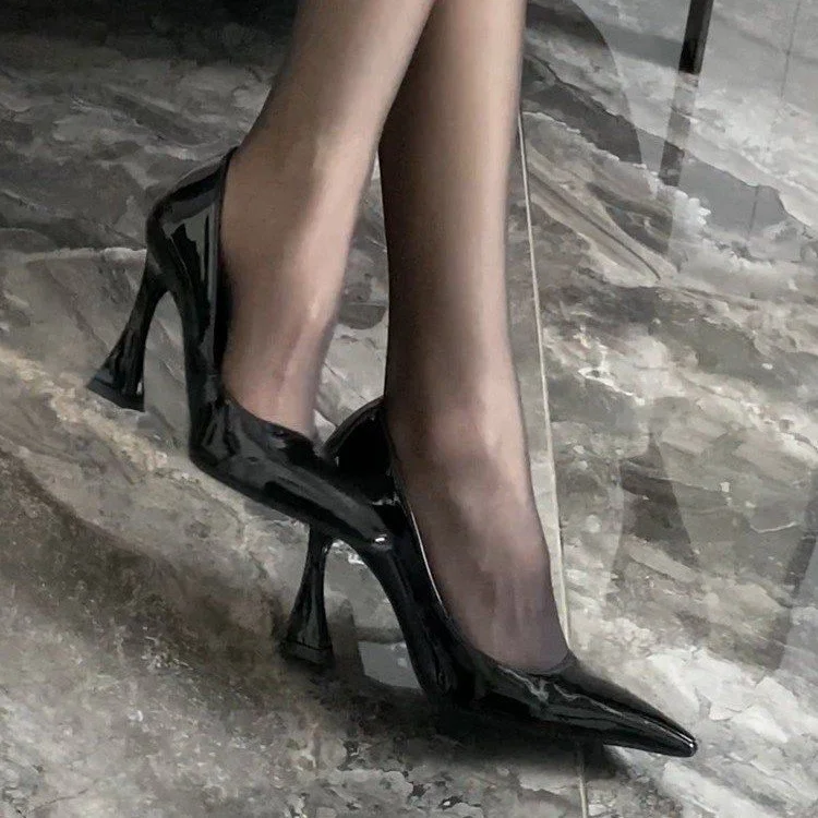 Yyvonne New Spring French Retro Temperament High-Heeled High-Heeled Female Tip Kitten With Shallow Mouth Single Shoe Commute Pedal