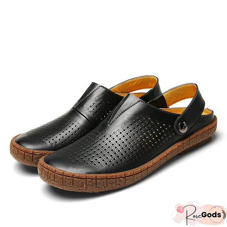 Men Pu Split Leather Sandals Beach Breathable Sandal Shoes