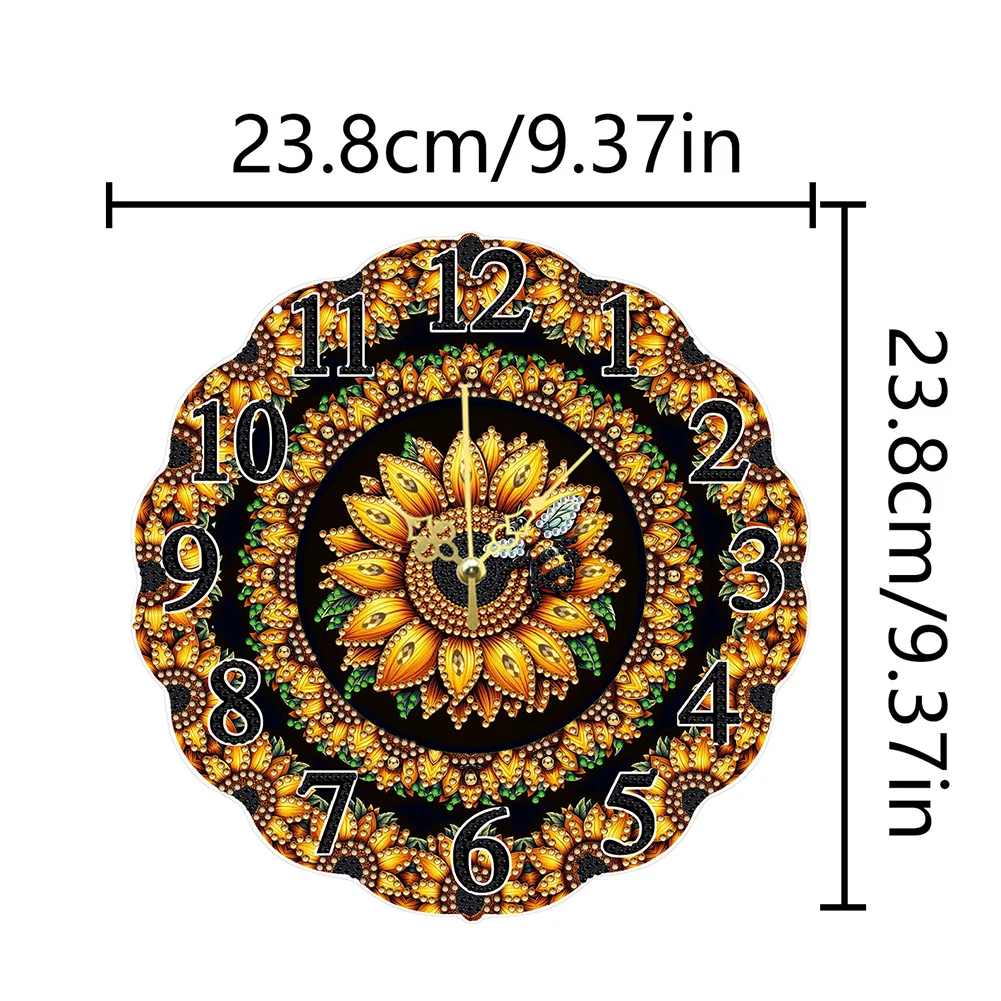 DIY Sunflower Bee Special Shape Diamond Painting Hanging Clock for Home Decor