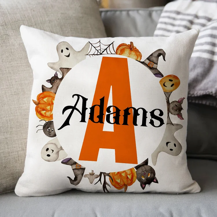 Halloween Pillowcase Personalized Photo and 1 Name Pumpkin Pillow Cover for Kids