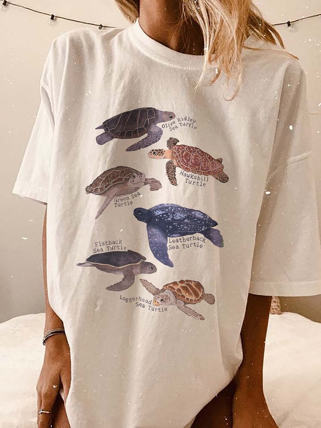 Women's Sea Turtle Marine Life Print Loose T-Shirt