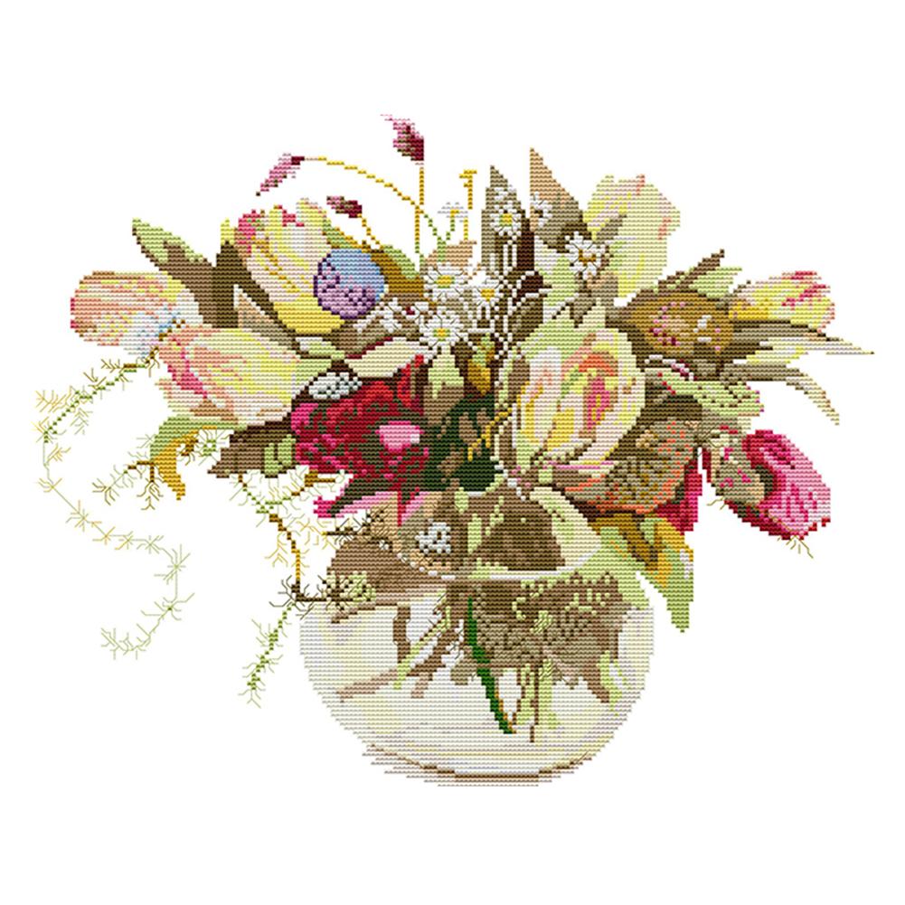 

Tulip Vase - 14CT Stamped Cross Stitch - 43*36cm, 501 Original