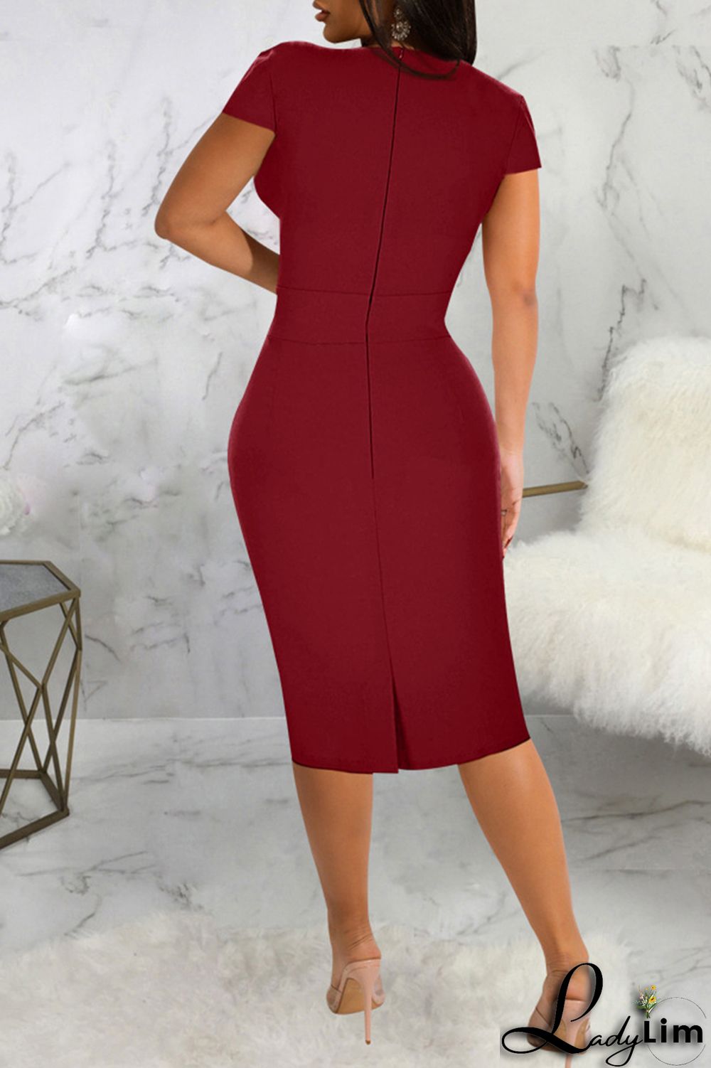 Blue Fashion Casual Solid Basic Short Sleeve Dress