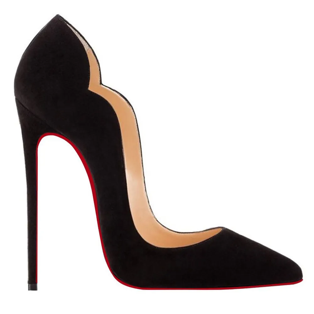 120mm Women's High Heels for Party Wedding Suede Red Soles Pumps-vocosishoes