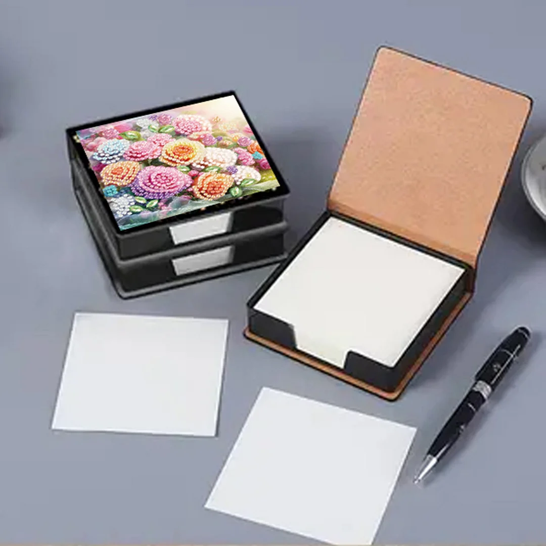 Rose PU DIY 5D Diamond Painting Note Box w/160 Sheets for Office Home School
