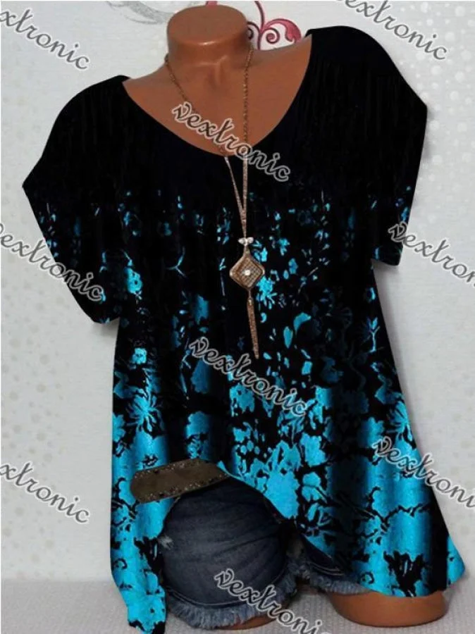 Women Half Sleeve V-neck Solid Color Dress