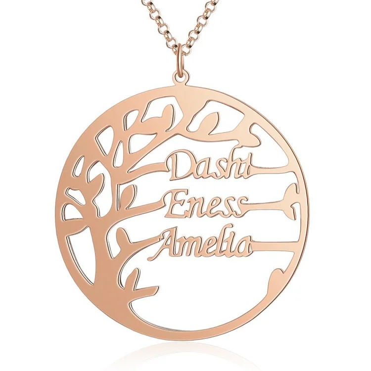 Collier Prénom d'Arbre De Vie Généalogique Personnalisé 3 Prénoms Jessemade FR