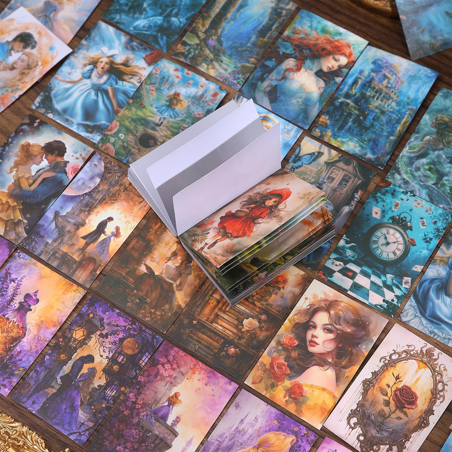 와시 스티커북 - 별빛 동화 시리즈 빈티지 캐릭터 꽃 성 풍경