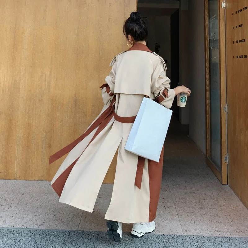 Brand New Long Loose Double-Breasted Women Trench Coat Windbreaker Lady Duster Coat Cloak Spring Autumn Outerwear Female Clothes