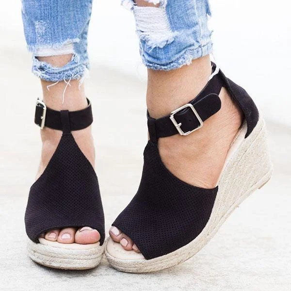 Wedges Adjustable Buckle Sandals