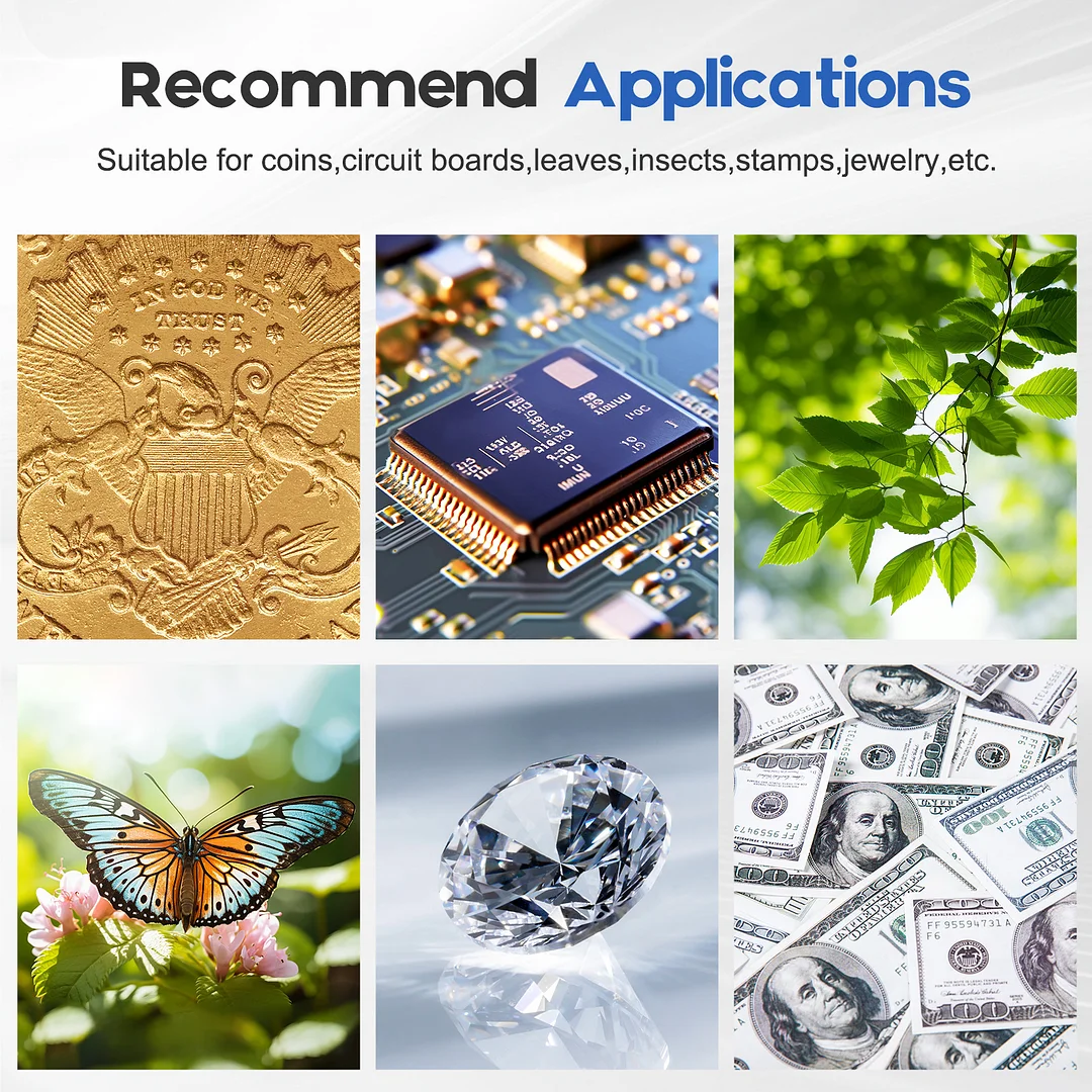 BEBANG 7" Coin Microscope, 1200X LCD Digital Microscope with 8 Adjustable LED Lights, 2 Flexible Side Lights, PC View Compatible with Windows Mac OS, 32GB