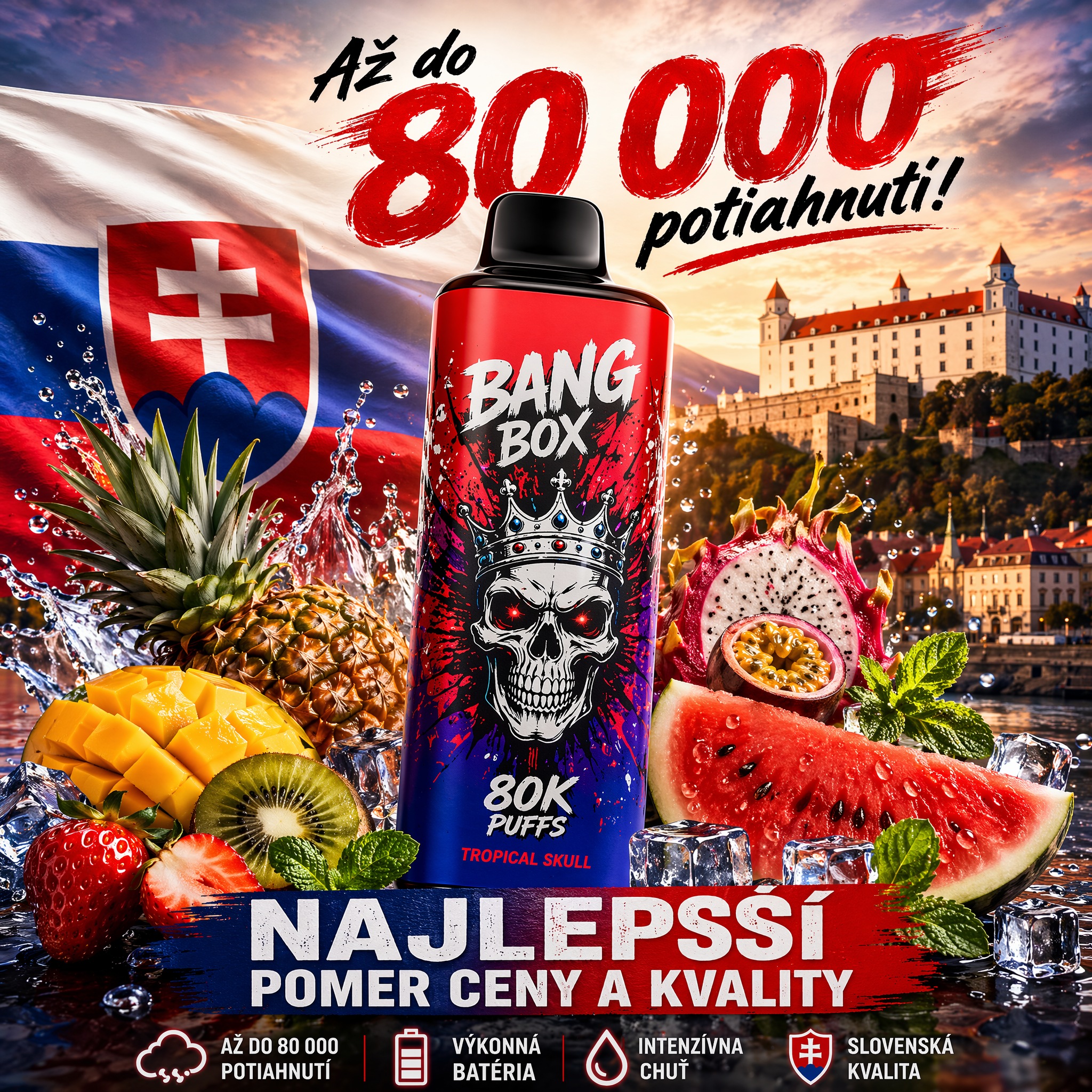 BANGBOX 80K príchute 3 v 1 vape kolekcia ovocné ice energy disposable vape Slovensko