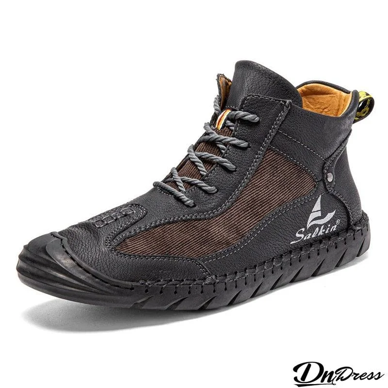 Men's Outdoor Hiking Lace Up Rubber Sole Ankle Boots