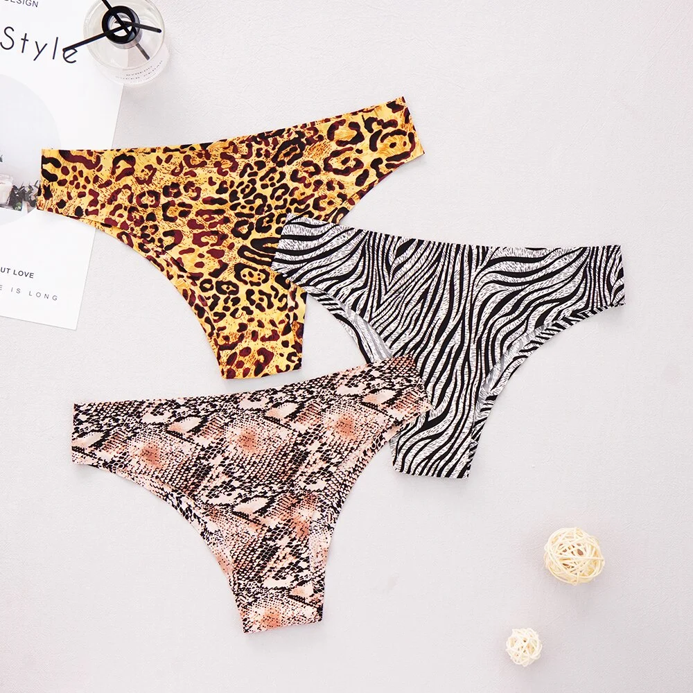 Billionm Thongs Woman Panties Seamless Leopard Underwear Woman Sport Print Sexy Female Briefs Summer Ice Silk G-string Underpants