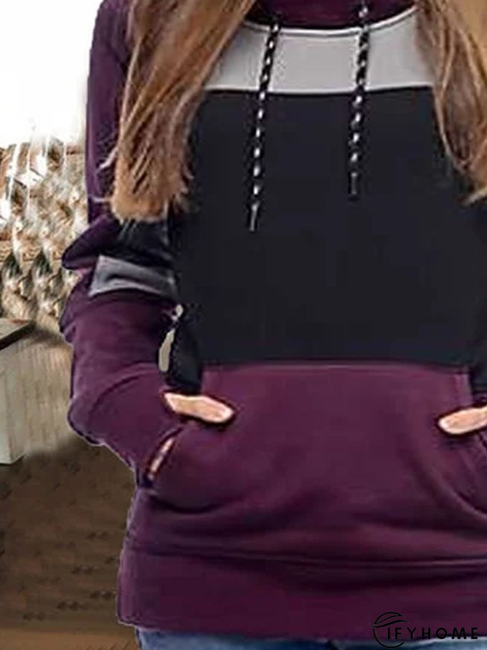 Purple Casual Cotton-Blend Sweatshirt | IFYHOME