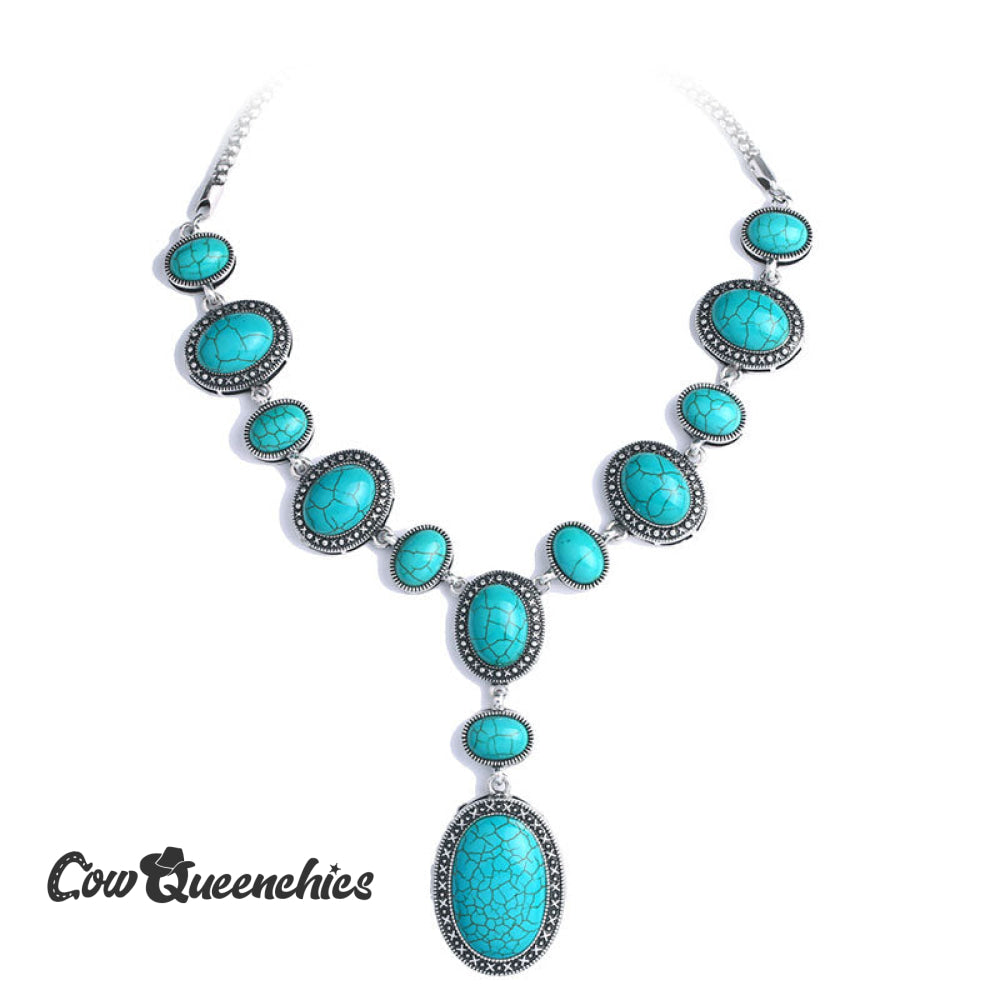 Carved Turquoise Pendant Necklace Green / One-Size